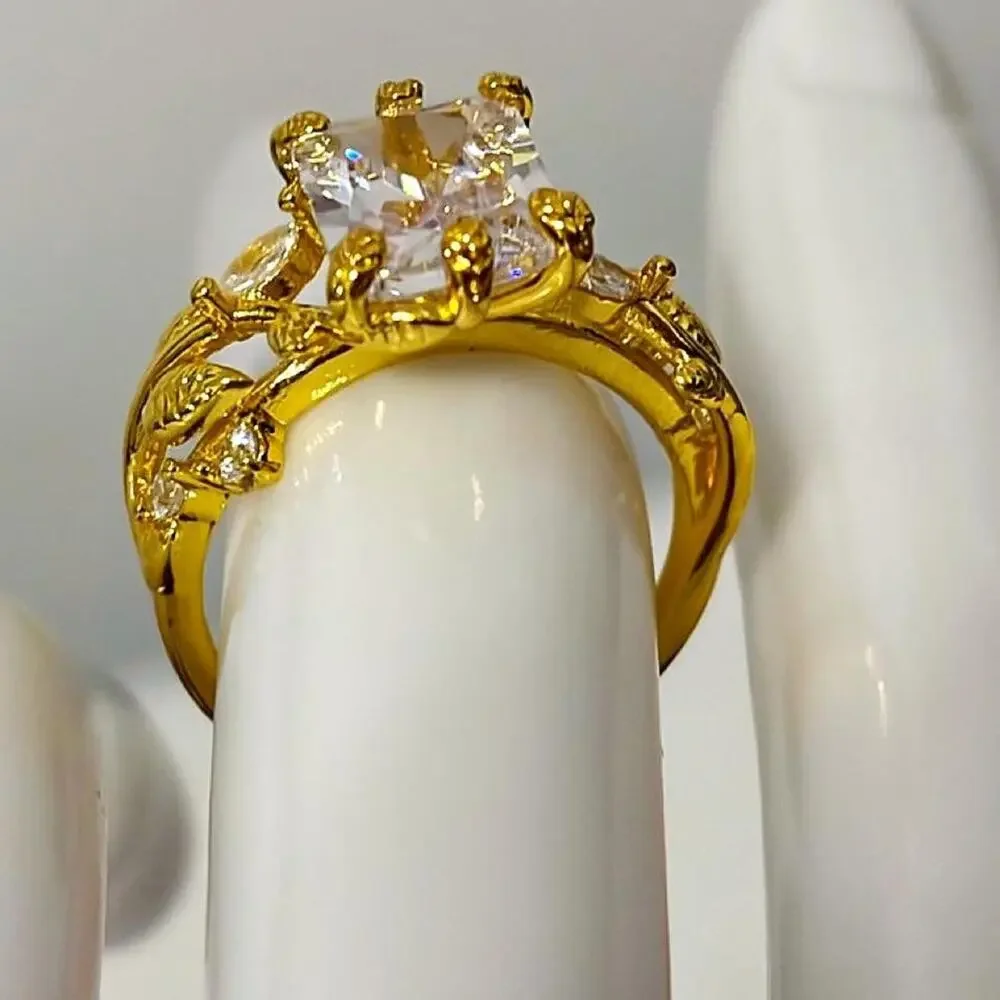 18k gold plated stainless steel CZ ring